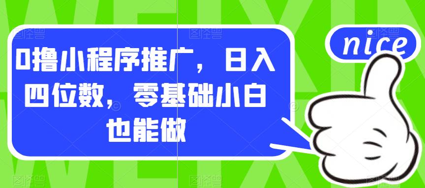 0撸小程序推广，日入四位数，零基础小白也能做【揭秘】-赚钱驿站