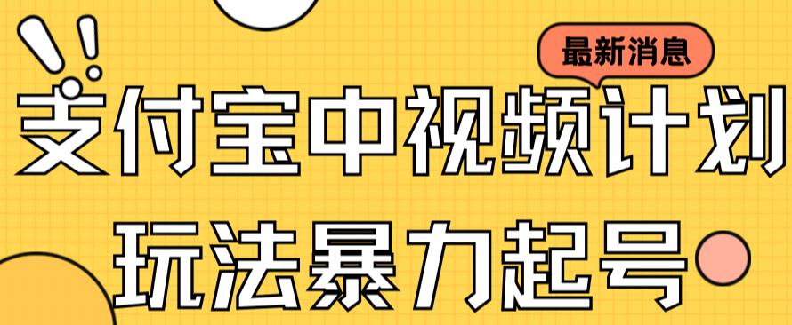 支付宝中视频玩法暴力起号影视起号有播放即可获得收益（带素材）-赚钱驿站