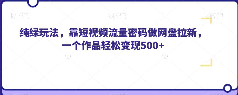 纯绿玩法，靠短视频流量密码做网盘拉新，一个作品轻松变现500+【揭秘】-赚钱驿站