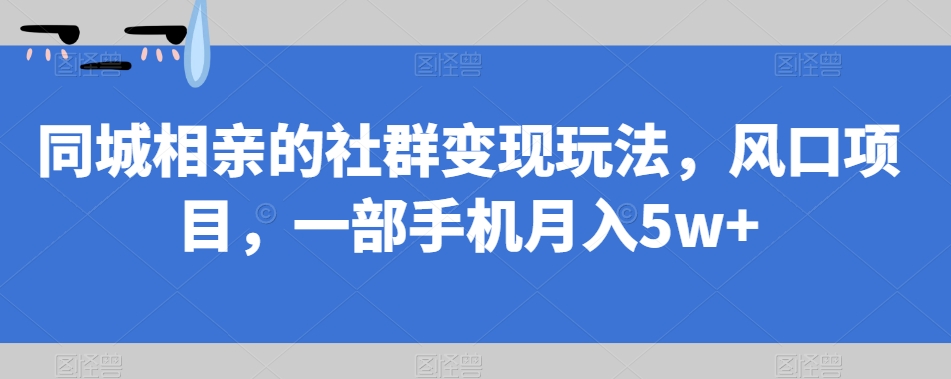 同城相亲的社群变现玩法，风口项目，一部手机月入5w+【揭秘】-赚钱驿站