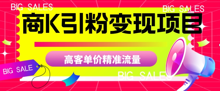 商K引粉变现项目，高客单价精准流量【揭秘】-赚钱驿站