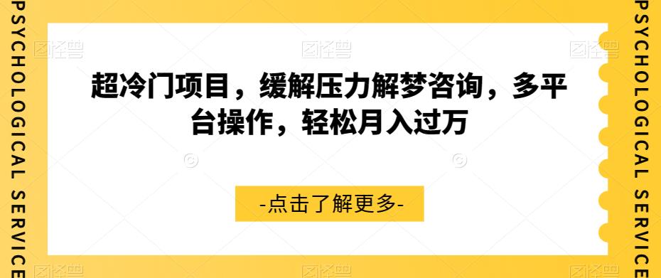 超冷门项目，缓解压力解梦咨询，多平台操作，轻松月入过万【揭秘】-赚钱驿站