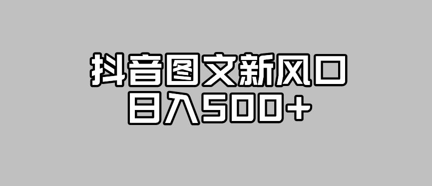 抖音图文最新风口，流量扶持非常高，日入500+【揭秘】-赚钱驿站