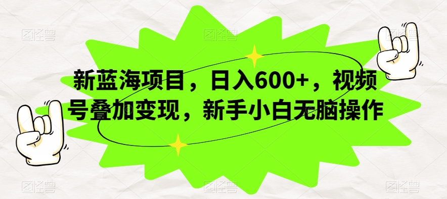 新蓝海项目，日入600+，视频号叠加变现，新手小白无脑操作【揭秘】-赚钱驿站