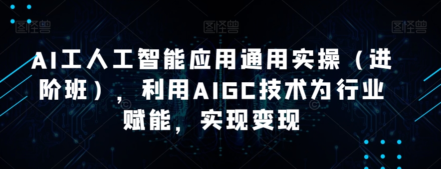 AI工人工智能应用通用实操（进阶班），利用AIGC技术为行业赋能，实现变现-赚钱驿站