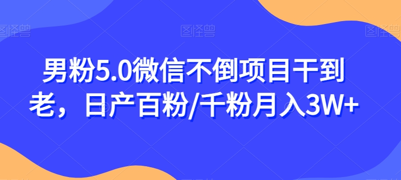 男粉5.0微信不倒项目干到老，日产百粉/千粉月入3W+【揭秘】-赚钱驿站