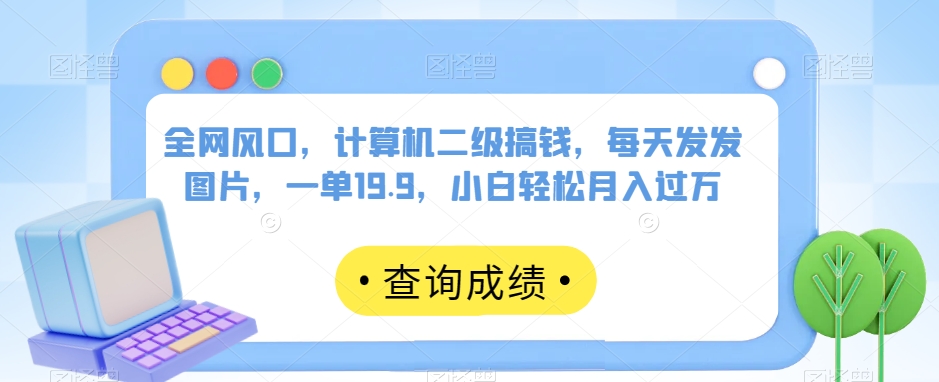 全网风口，计算机二级搞钱，每天发发图片，一单19.9，小白轻松月入过万【揭秘】-赚钱驿站