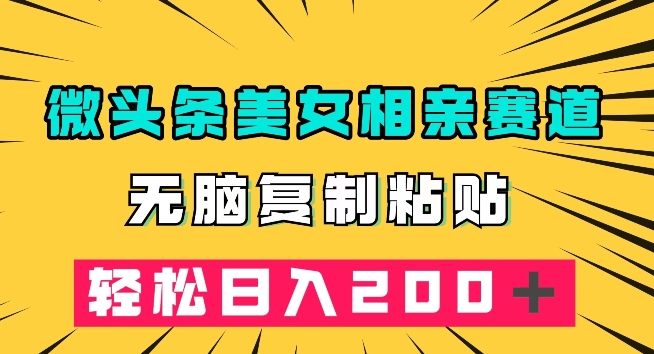 微头条冷门美女相亲赛道，无脑复制粘贴，轻松日入200＋【揭秘】-赚钱驿站