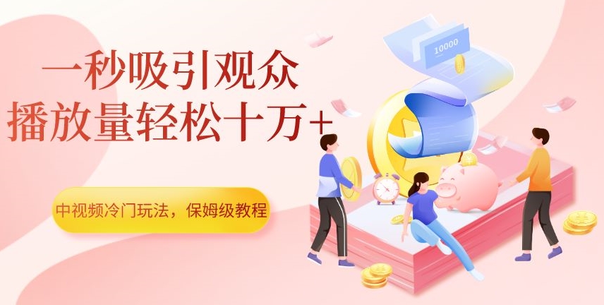 中视频冷门玩法，一秒吸引观众，播放量轻松十万+，保姆级教程【揭秘】-赚钱驿站