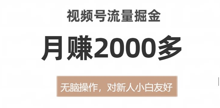 视频号流量掘金，无脑操作，对新人小白友好，月赚2000多【揭秘】-赚钱驿站