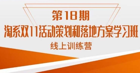 南掌柜·淘系双11活动策划和落地方案线上课18期-赚钱驿站