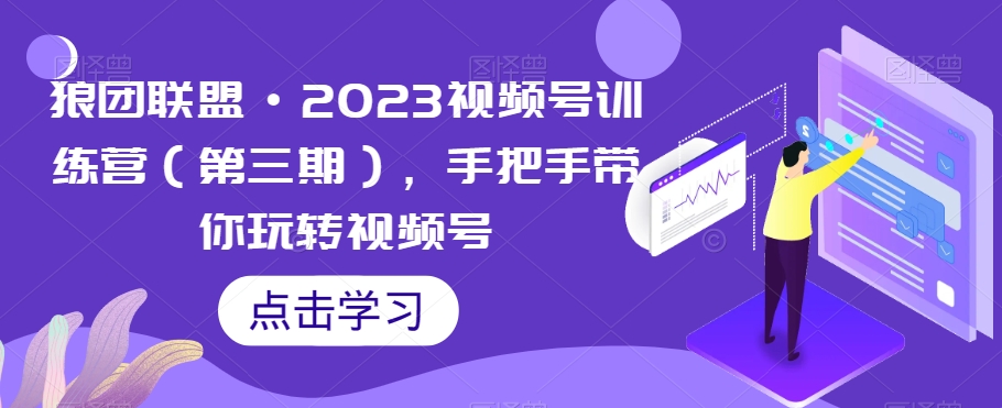 狼团联盟·2023视频号训练营（第三期），手把手带你玩转视频号-赚钱驿站