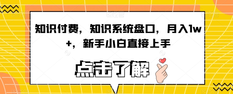 知识付费，知识系统盘口，月入1w+，新手小白直接上手-赚钱驿站