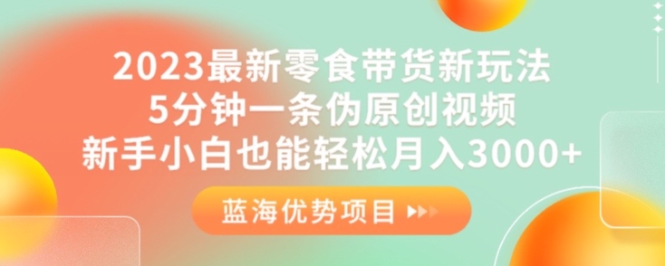 2023最新零食带货新玩法，5分钟一条伪原创视频，新手小白也能轻松月入3000+【揭秘】-赚钱驿站