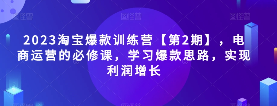 2023淘宝爆款训练营【第2期】，电商运营的必修课，学习爆款思路，实现利润增长-赚钱驿站