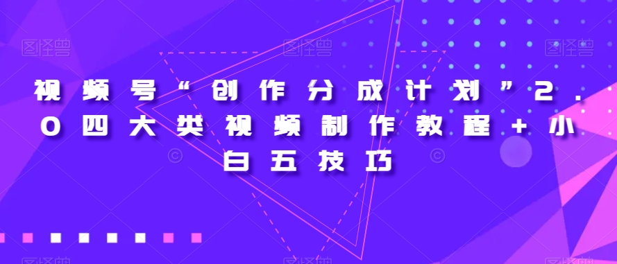 视频号“创作分成计划”2.0四大类视频制作教程+小白五技巧【揭秘】-赚钱驿站