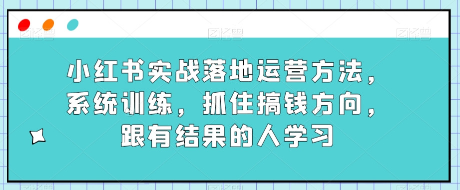 小红书实战落地运营方法，系统训练，抓住搞钱方向，跟有结果的人学习-赚钱驿站