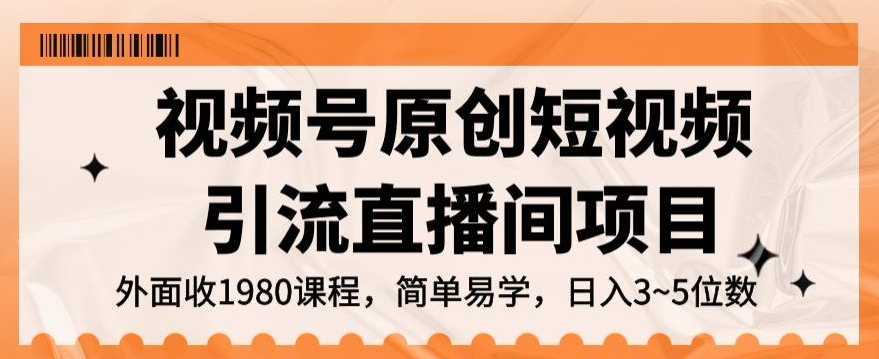 视频号原创短视频引流直播间项目，日入3~5五位数【揭秘】-赚钱驿站