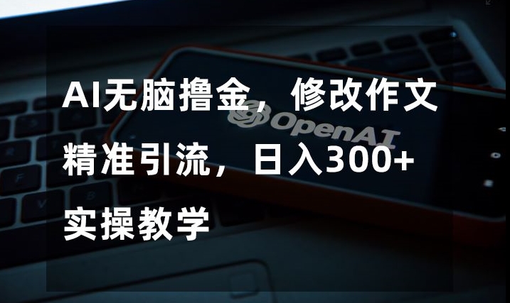 AI无脑撸金，修改作文精准引流，日入300+，实操教学【揭秘】-赚钱驿站