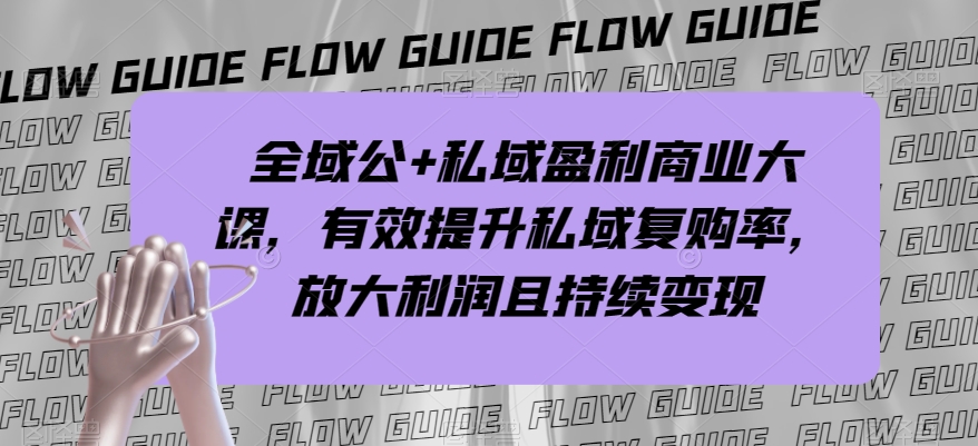 全域公+私域盈利商业大课，有效提升私域复购率，放大利润且持续变现-赚钱驿站