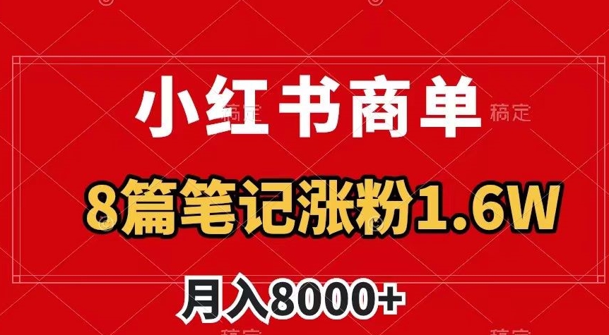 小红书商单最新玩法，8篇笔记涨粉1.6w，作品制作简单，月入8000+【揭秘】-赚钱驿站