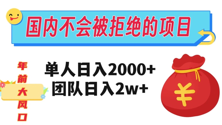 在国内不怕被拒绝的项目，单人日入2000，团队日入20000+【揭秘】-赚钱驿站