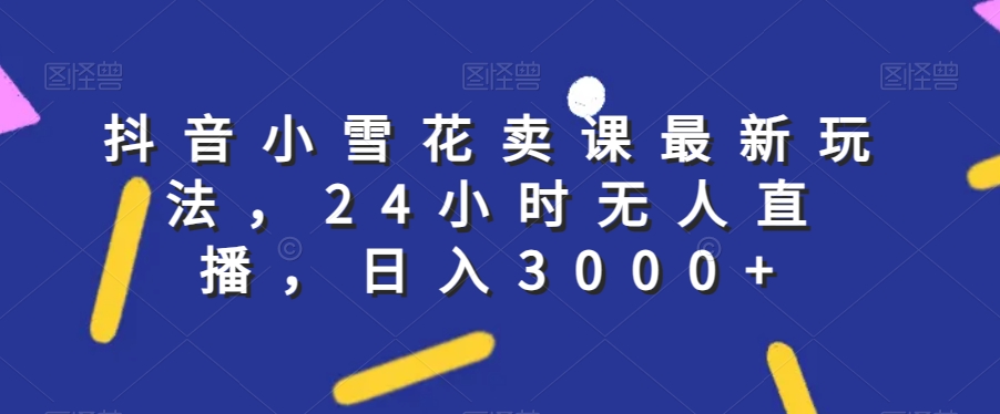 抖音小雪花卖课最新玩法，24小时无人直播，日入3000+【揭秘】-赚钱驿站