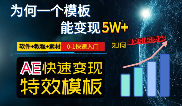 AE视频特效模板变现月入3-5W，0-1快速入门，软件+教程+素材-赚钱驿站