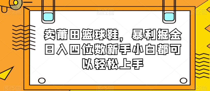 卖莆田篮球鞋，暴利掘金日入四位数新手小白都可以轻松上手【揭秘】-赚钱驿站