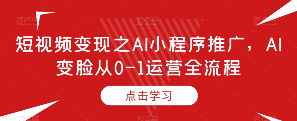 短视频变现之AI小程序推广，AI变脸从0-1运营全流程-赚钱驿站