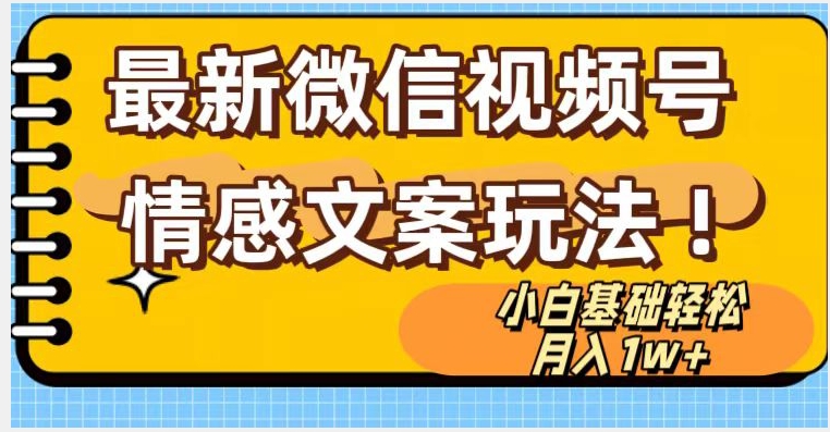 微信视频号情感文案最新玩法，小白轻松月入1万+无脑搬运【揭秘】-赚钱驿站