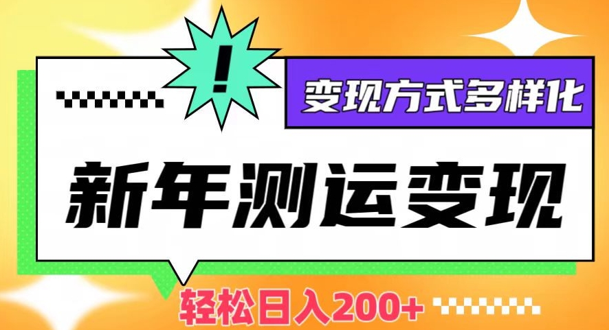 新年运势测试变现，日入200+，几分钟一条作品，变现方式多样化【揭秘】-赚钱驿站