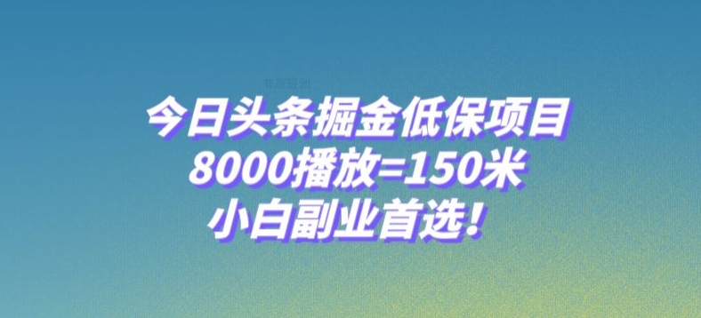 今日头条掘金低保项目，8000播放=150米，小白副业首选【揭秘】-赚钱驿站