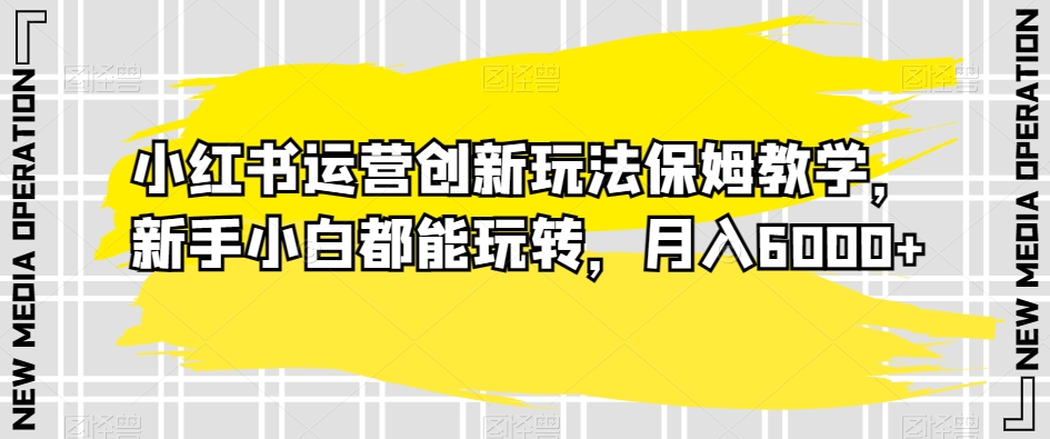 小红书运营创新玩法保姆教学，新手小白都能玩转，月入6000+【揭秘】-赚钱驿站