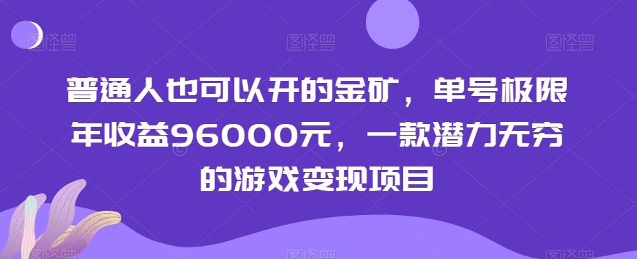 普通人也可以开的金矿，单号极限年收益96000元，一款潜力无穷的游戏变现项目【揭秘】-赚钱驿站