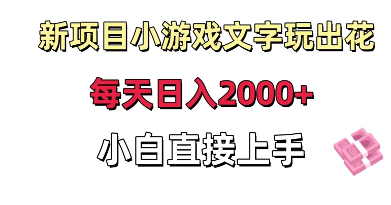 新项目小游戏文字玩出花日入2000+，每天只需一小时，小白直接上手【揭秘】-赚钱驿站