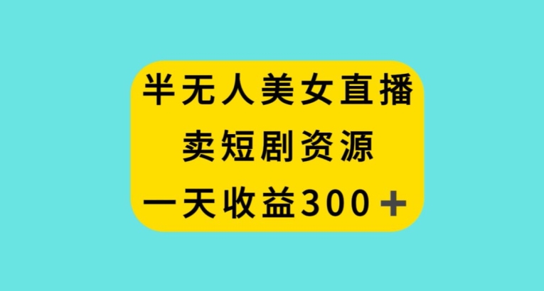 半无人美女直播，卖短剧资源，一天收益300+【揭秘】-赚钱驿站