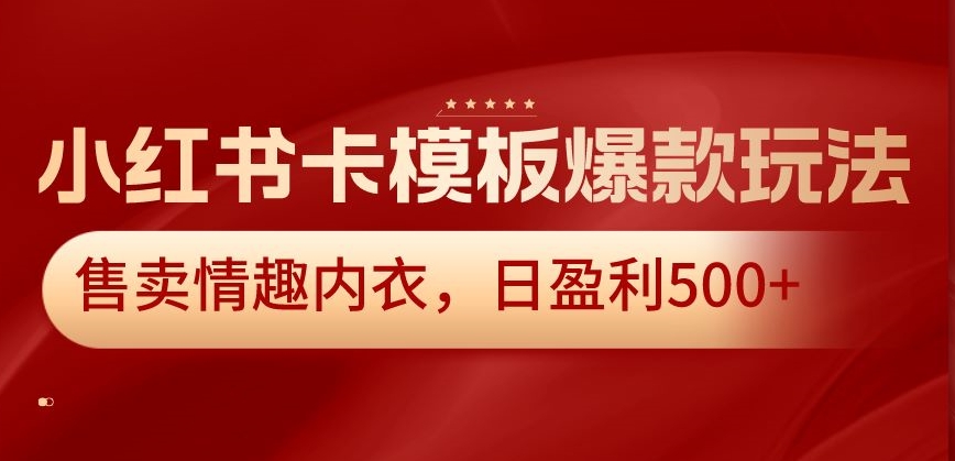 小红书卡模板爆款玩法，售卖情趣内衣，日盈利500+【揭秘】-赚钱驿站