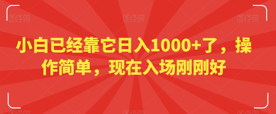 小白已经靠它日入1000+了，操作简单，现在入场刚刚好【揭秘】-赚钱驿站