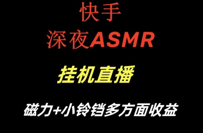 快手深夜ASMR挂机直播，磁力+小铃铛收益（附带工具和5G素材）【揭秘】-赚钱驿站