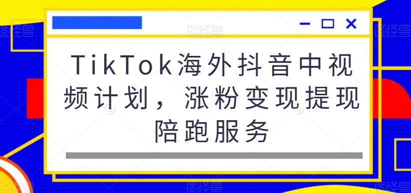 TikTok海外抖音中视频计划，涨粉变现提现陪跑服务-赚钱驿站