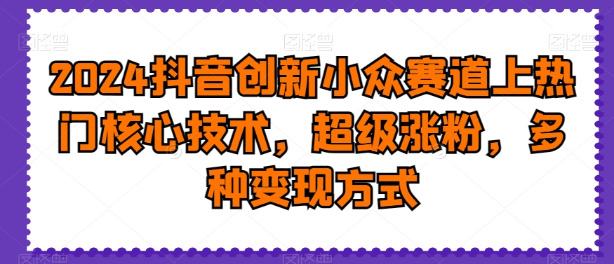 2024抖音创新小众赛道上热门核心技术，超级涨粉，多种变现方式【揭秘】-赚钱驿站