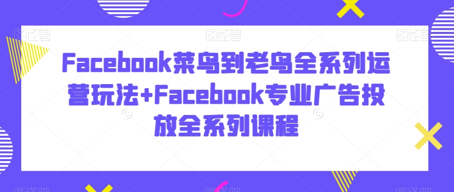 Facebook菜鸟到老鸟全系列运营玩法+Facebook专业广告投放全系列课程-赚钱驿站