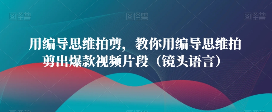 用编导思维拍剪，教你用编导思维拍剪出爆款视频片段（镜头语言）-赚钱驿站