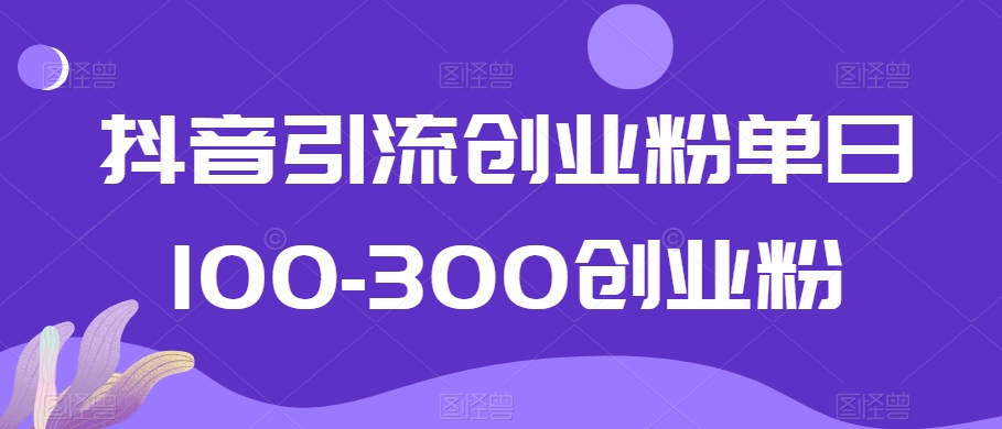 抖音引流创业粉单日100-300创业粉【揭秘】-赚钱驿站