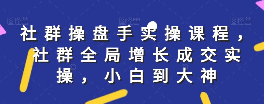 社群实操课程，社群全局增长成交实操，小白到大神-赚钱驿站