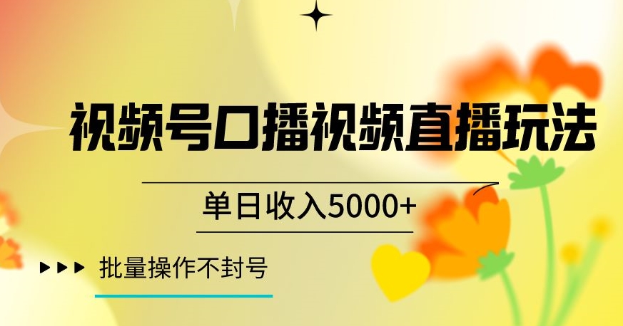 视频号囗播视频直播玩法，单日收入5000+，批量操作不封号【揭秘】-赚钱驿站