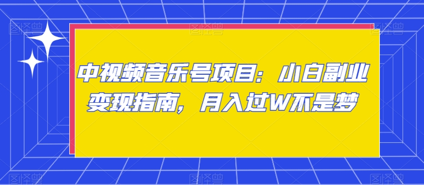 中视频音乐号项目：小白副业变现指南，月入过W不是梦【揭秘】-赚钱驿站