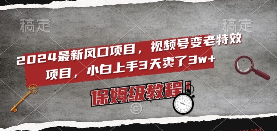 2024最新风口项目，视频号变老特效项目，电脑小白上手3天卖了3w+，保姆级教程【揭秘】-赚钱驿站