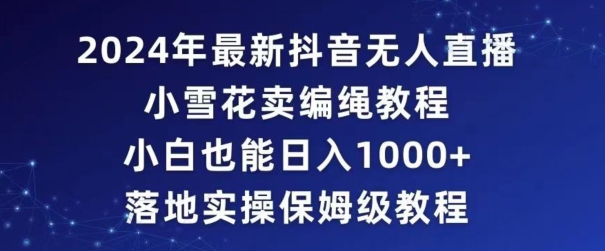 2024年抖音最新无人直播小雪花卖编绳项目，小白也能日入1000+落地实操保姆级教程【揭秘】-赚钱驿站